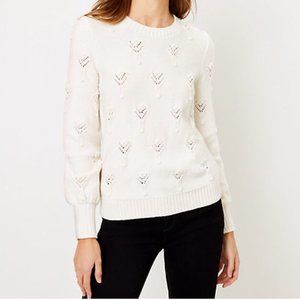 LOFT Bobble Pointelle Sweater S NWT